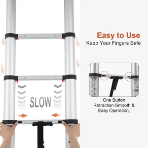 Soft close telescopic ladder